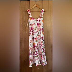 NWT - Maeve Floral White Sundress with Pink & Orange Accents